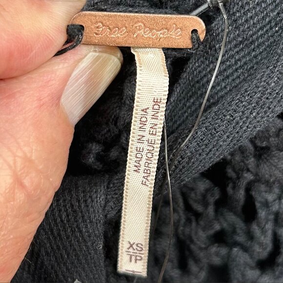 Free People NWT Black Sheer Embroidered Crochet Back Tie Tank Top Size XS - Picture 7 of 13